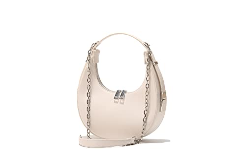 Shoulder Bags Handbag for Women, Crossbody Bag Detachable Shoulder Strap Soft PU Leather Zipper Closure - Milky White