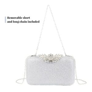 Oweisong Women’s Sparkly Evening Clutch Handbag Rhinestone Crystal Wedding Purse Sequin Glitter Shoulder Bag for Party