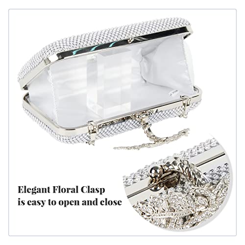 Oweisong Women’s Sparkly Evening Clutch Handbag Rhinestone Crystal Wedding Purse Sequin Glitter Shoulder Bag for Party