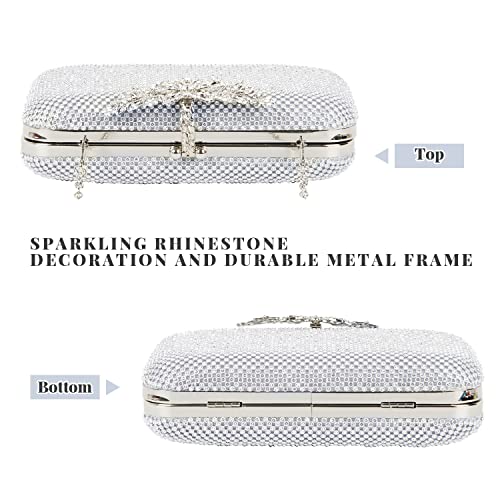 Oweisong Women’s Sparkly Evening Clutch Handbag Rhinestone Crystal Wedding Purse Sequin Glitter Shoulder Bag for Party