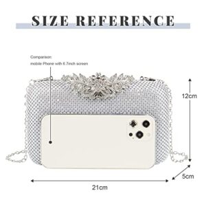 Oweisong Women’s Sparkly Evening Clutch Handbag Rhinestone Crystal Wedding Purse Sequin Glitter Shoulder Bag for Party