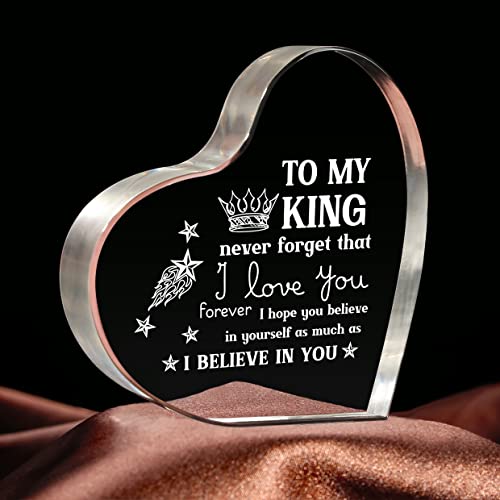 Gifts for Boyfriend, Husband Gifts, Birthday Gifts for Him Boyfriend, Unique I Love You Mens Acrylic Keepsake - Husband Birthday Gifts, Anniversary Valentines Day Gifts for Him, To My King