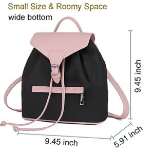 Barsine Lightweight Nylon Small Backpack Purse with Pockets Cute Two Tone Daypack for Women Girls