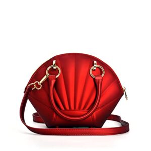 wiguyun women pvc evening clutch bag purse mini satchel tote small candy shell shoulder crossbody handbags,red