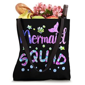 Squad Of The Birthday Mermaid Family Matching Party Squad Tote Bag