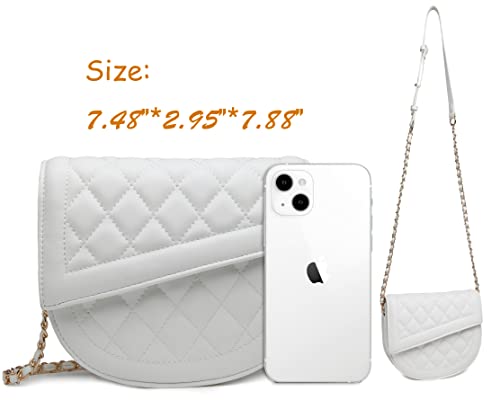 Ysaok Women Flap Crossbody Purses Over the Shoulder Chain Bags Vegan Leather Handbags (White)