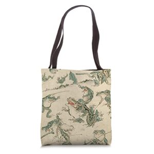 frog lover battle frog – japanese frog art japan frog battle tote bag