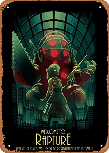 Ysirseu The Classic Arcade Video Game Poster Metal Tin Sign bioshock Bioshock Wall Art Decor Tin Sign-8x12inch