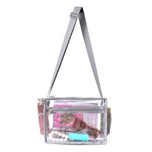 Clear Messenger Bag, Stadium Approved Clear Crossbody Purse for Women Men, Clear Tote Bag with 2 Compartments