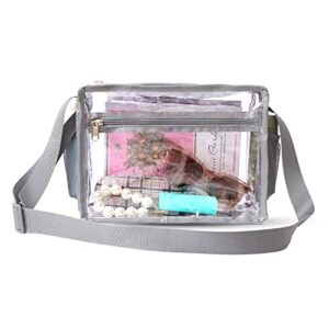 Clear Messenger Bag, Stadium Approved Clear Crossbody Purse for Women Men, Clear Tote Bag with 2 Compartments