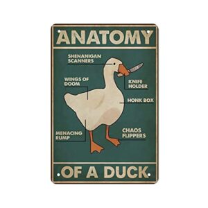 duck knowledge metal tin sign anatomy of a duck retro poster restaurant cafe living room kitchen bathroom home art wall decoration plaque gift 8inch x 12inch