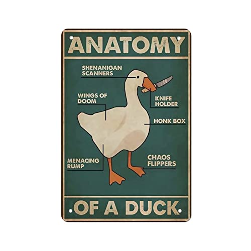 Duck Knowledge Metal Tin Sign Anatomy Of A Duck Retro Poster Restaurant Cafe Living Room Kitchen Bathroom Home Art Wall Decoration Plaque Gift 8inch X 12inch