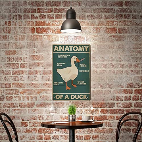 Duck Knowledge Metal Tin Sign Anatomy Of A Duck Retro Poster Restaurant Cafe Living Room Kitchen Bathroom Home Art Wall Decoration Plaque Gift 8inch X 12inch