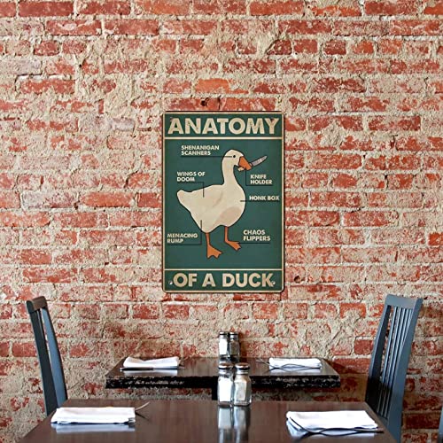 Duck Knowledge Metal Tin Sign Anatomy Of A Duck Retro Poster Restaurant Cafe Living Room Kitchen Bathroom Home Art Wall Decoration Plaque Gift 8inch X 12inch