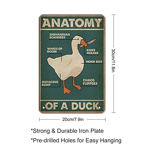 Duck Knowledge Metal Tin Sign Anatomy Of A Duck Retro Poster Restaurant Cafe Living Room Kitchen Bathroom Home Art Wall Decoration Plaque Gift 8inch X 12inch