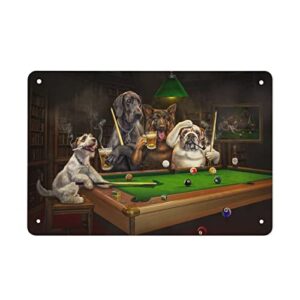 Vintage Signs Metal-Dogs Playing Pool Metal Sign - Vintage Poster Plaque Sign Home Restaurant Kitchen Wall Decor Best Family Decor Gift 8X12 Inch…