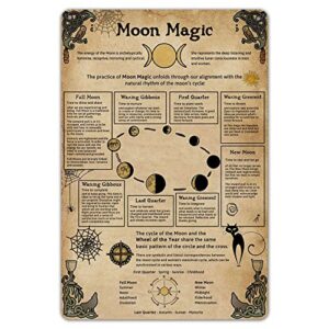 smartcows moon magic vintage metal tin sign knowledge poster wall art home bedroom decor 8×12 inch