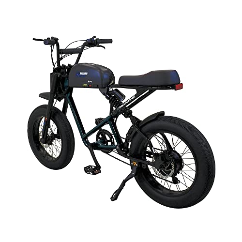 M Massimo 20" Fat Tire E-14 Urban Runner Electric Bike for Adults 48V 750W LED Headlight Taillight Full Suspension Range 43 MI 5 Speed Electric Motor 7 Speed Manual Shimano Gears, e Bike