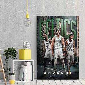 Boston Celtics Posters Walls Jayson Tatum Jaylen Brown Marcus Smart Poster Basketball Champion Wall Art Sports Superstar Poster Canvas Home Office A Unique Gift Sports Fans, Men, Teens 12x18''