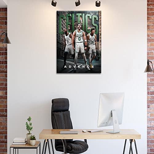 Boston Celtics Posters Walls Jayson Tatum Jaylen Brown Marcus Smart Poster Basketball Champion Wall Art Sports Superstar Poster Canvas Home Office A Unique Gift Sports Fans, Men, Teens 12x18''