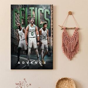 Boston Celtics Posters Walls Jayson Tatum Jaylen Brown Marcus Smart Poster Basketball Champion Wall Art Sports Superstar Poster Canvas Home Office A Unique Gift Sports Fans, Men, Teens 12x18''