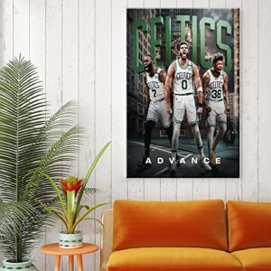 Boston Celtics Posters Walls Jayson Tatum Jaylen Brown Marcus Smart Poster Basketball Champion Wall Art Sports Superstar Poster Canvas Home Office A Unique Gift Sports Fans, Men, Teens 12x18''