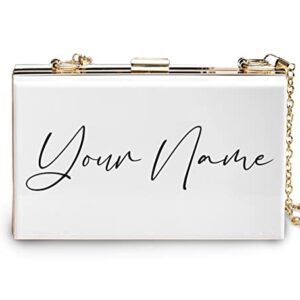 Custom Clutch Bag Add Your Text Bridal Shower Engagement Gift Shoulder Acrylic Handbag Women Purse