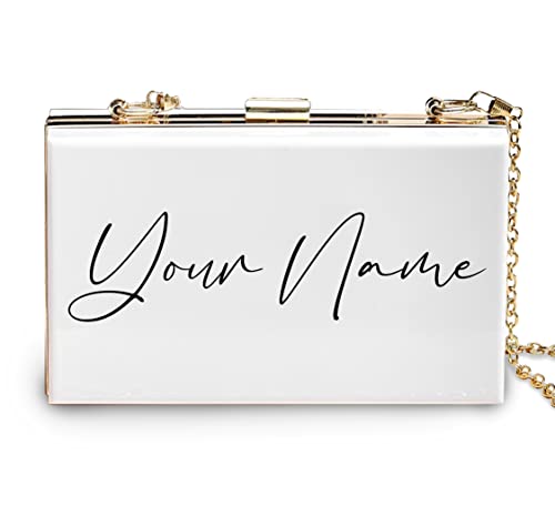 Custom Clutch Bag Add Your Text Bridal Shower Engagement Gift Shoulder Acrylic Handbag Women Purse