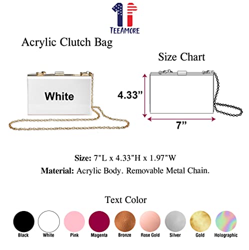 Custom Clutch Bag Add Your Text Bridal Shower Engagement Gift Shoulder Acrylic Handbag Women Purse