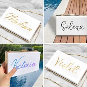 Custom Clutch Bag Add Your Text Bridal Shower Engagement Gift Shoulder Acrylic Handbag Women Purse