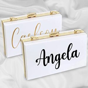 Custom Clutch Bag Add Your Text Bridal Shower Engagement Gift Shoulder Acrylic Handbag Women Purse