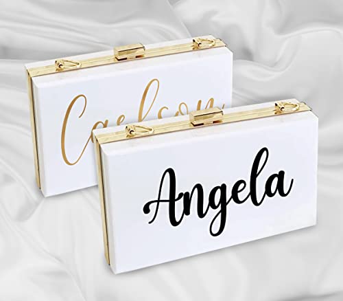 Custom Clutch Bag Add Your Text Bridal Shower Engagement Gift Shoulder Acrylic Handbag Women Purse