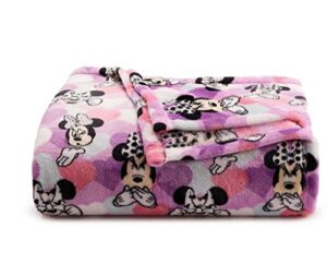 minnie mouse plush fluffy fuzzy cozy super soft throw blanket oversized 5′ x 6′ for sofa couch chair bed and for travel in the car (minnie hearts), navy floral (throw8626)