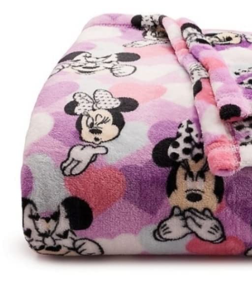 Minnie Mouse Plush Fluffy Fuzzy Cozy Super Soft Throw Blanket Oversized 5' x 6' for Sofa Couch Chair Bed and for Travel in The car (Minnie Hearts), Navy Floral (throw8626)