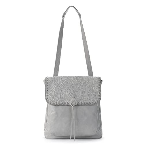 the sak womens Ventura Convertible Backpack in Leather, Light Smoke Leaf Embossed, One Size US