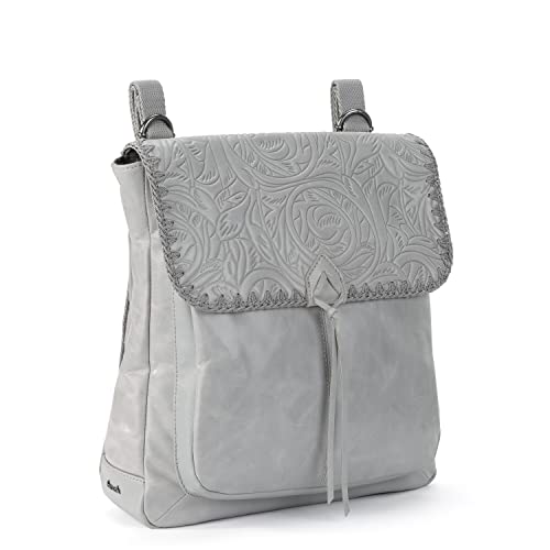 the sak womens Ventura Convertible Backpack in Leather, Light Smoke Leaf Embossed, One Size US