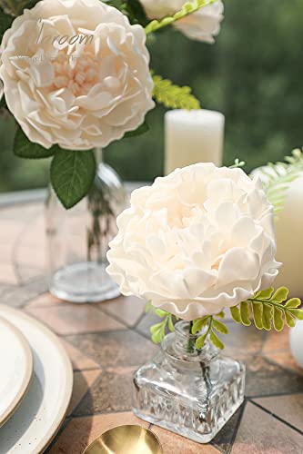 floroom Artificial Flowers 16pcs 4" Cream Blooming Peonies Real Looking Foam Fake Roses with Stems for DIY Wedding Bouquet Bridal Shower Centerpieces Floral Arrangements Party Tables Home Decorations