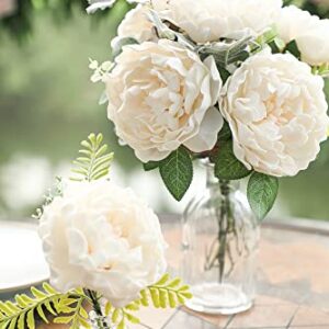 floroom Artificial Flowers 16pcs 4" Cream Blooming Peonies Real Looking Foam Fake Roses with Stems for DIY Wedding Bouquet Bridal Shower Centerpieces Floral Arrangements Party Tables Home Decorations