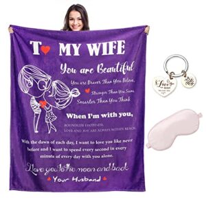 tmeoiipy gifts for wife from husband to my wife blanket, romantic wife gifts for wedding anniversary birthday christmas valentine’s mother’s day, throw blanket gifts for her -purple