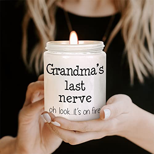 Grandma Birthday Gifts from Granddaughter Grandma Gifts from Grandson Lavender Scented 7oz Candles Happy Christmas Bday Presents for Grandma Nana Funny Soy Eco-Friendly Long Lasting Natural Candle