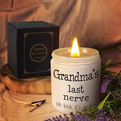 Grandma Birthday Gifts from Granddaughter Grandma Gifts from Grandson Lavender Scented 7oz Candles Happy Christmas Bday Presents for Grandma Nana Funny Soy Eco-Friendly Long Lasting Natural Candle