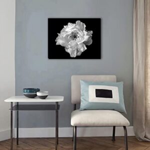 HD Floral Plants Bathroom Wall Decor,Minimalist Black and White Floral Plants Canvas Artwork,Modern Flowers Wall Art for Home Office Bathroom Decor, Tabletop/Hanging (29x38cm) framed