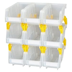 aercana clear storage bin wall mounted hanging bins plastic stackable storage bins garage storage bins(clear, pack of 9)