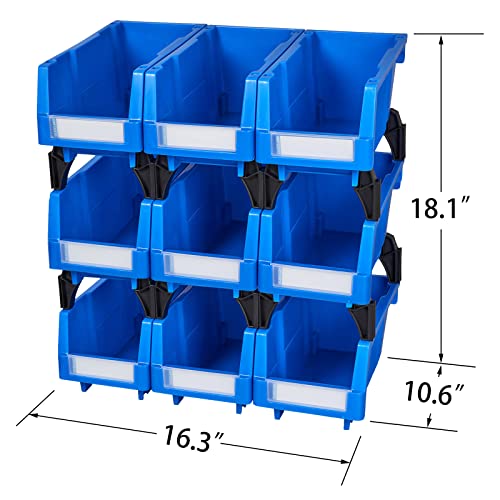 AERCANA Clear Storage Bin Wall Mounted Hanging Bins Plastic Stackable Storage Bins Garage Storage Bins(Clear, Pack of 9)