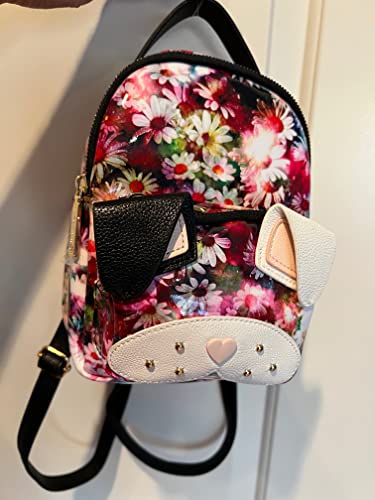 Betsey Johnson Kitsch Mini Pastel Backpack Floral Pug Puppy Dog Design Great Gift Idea Women's Fashion Bag Tote Handbag Purse