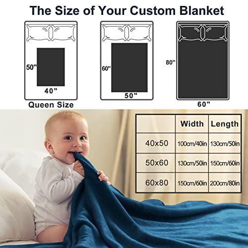 Custom Blanket with Photos Text Customized Picture Blankets Personalized Flannel Throw Blanket for Kid Adult Mother Father Friends Lovers Pets Personalized Gifts Birthday Halloween Christmas 40*50 In