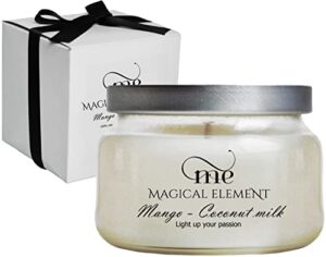 magical element mango & coconut milk scented soy candle, 10 oz jar, 35+ hour burn time