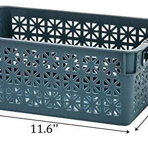 Yesland 6 Pack Plastic Storage Baskets Bins, 10.5 X 6 X 4.75 Inch Organizing Book Bins Baskets with Handle, Small Stackable Plastic Basket for Classroom or Home Organizing - Orange, Blue, Green