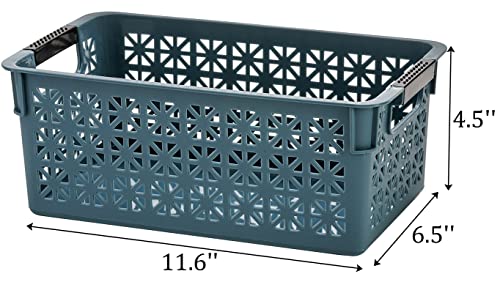 Yesland 6 Pack Plastic Storage Baskets Bins, 10.5 X 6 X 4.75 Inch Organizing Book Bins Baskets with Handle, Small Stackable Plastic Basket for Classroom or Home Organizing - Orange, Blue, Green