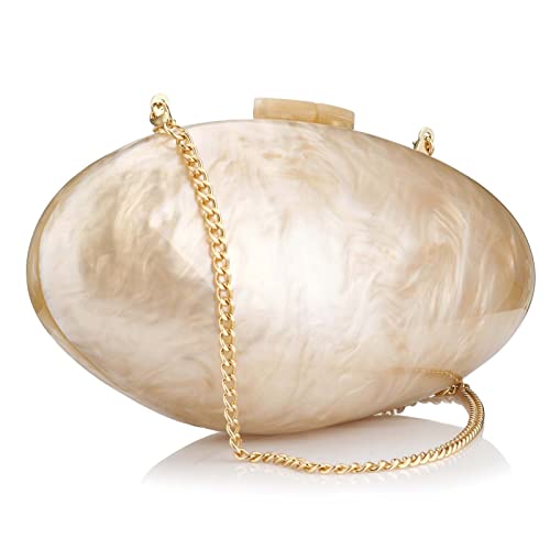 Acrylic Purses and Handbags for Women Shell Shape Clutch Shoulder Crossbody Bag with Chain Elegant for Banquet Evening Wedding Party